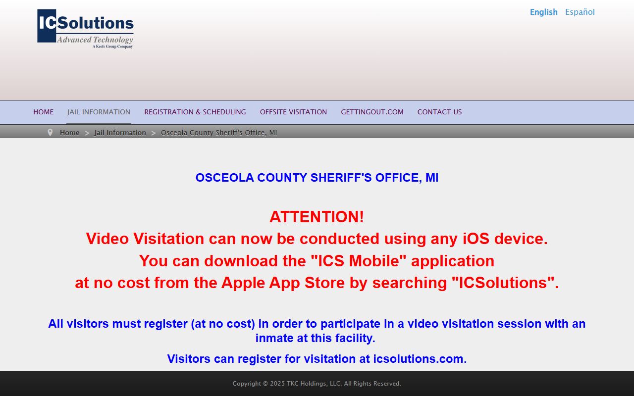 Osceola County inmate records ICSolutions video visitation registration source