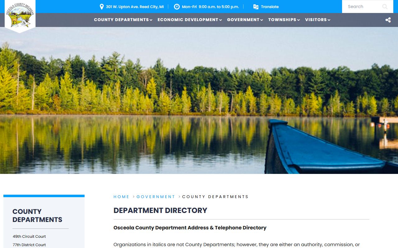 Osceola County Jail department directory inmate custody contact path